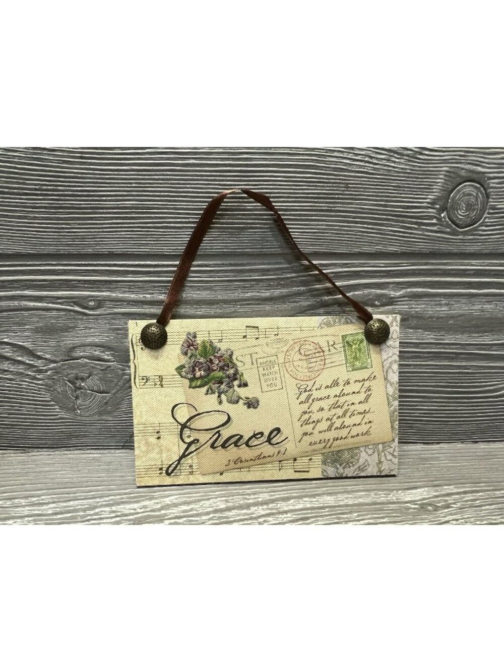 Post Card From Heaven Grace Plaque Hanging Sign Ornament 2008 Demdaco